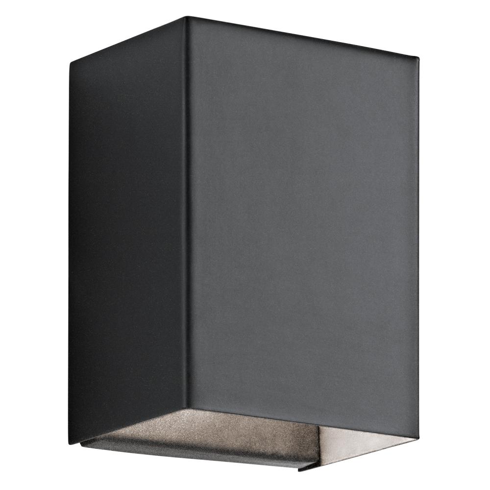 Walden 7.25" LED Outdoor Wall Light with Clear Tempered Glass With Inside Etch and Textured Blac