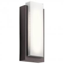 Kichler 49557AZLED - Dahlia 18.75" LED Outdoor Wall Light with White Glass Architectural Bronze