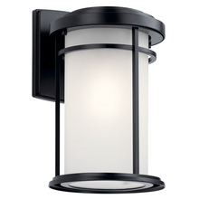 Kichler 49687BK - Toman 13.5" 1 Light Outdoor Wall Light with Satin Etched Glass in Black