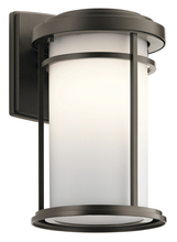 Kichler 49687OZ - Toman 13.5" 1 Light Outdoor Wall Light with Satin Etched Glass in Olde Bronze