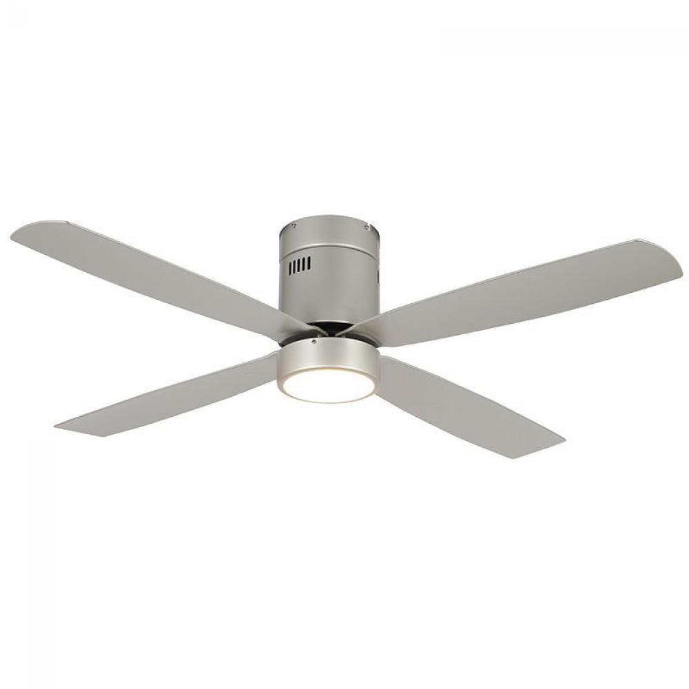 52in 4-BLADE CEILING FAN AND LIGHT 30K 19W INTEG. LED WALL SWITCH BN AND SILV BLADES