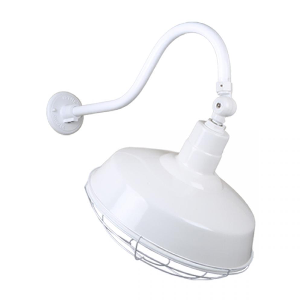 18" Gooseneck Light Warehouse Shade, QSNHL-A Arm, Swivel Knuckle & Wire Guard Accessories