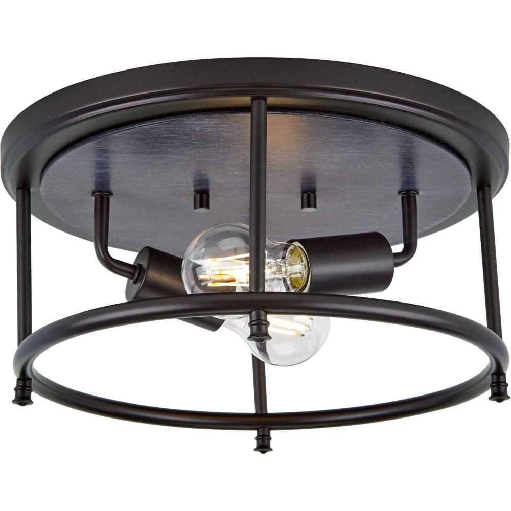 Durrell Collection Two-Light Black 13" Flush Mount