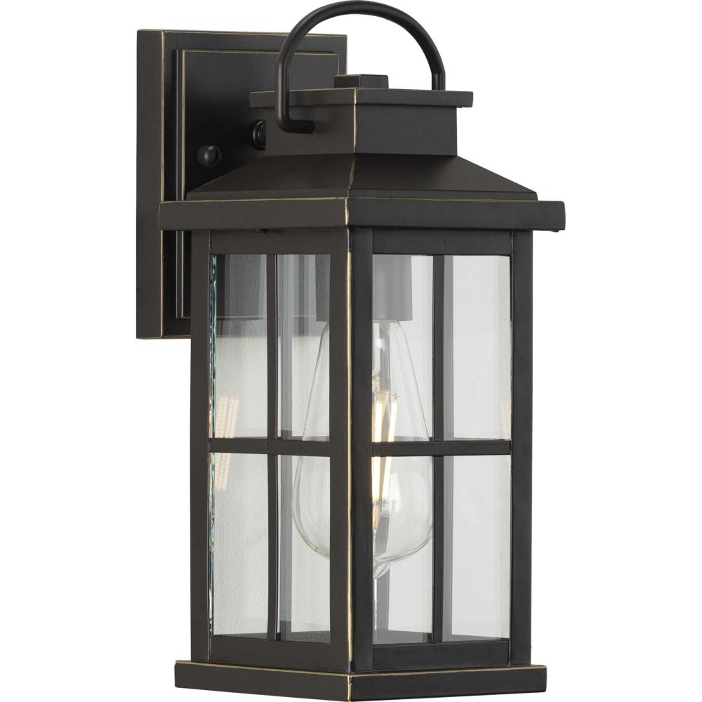 Williamston Collection One-Light Antique Bronze and Clear Glass Transitional Style Small Outdoor Wal