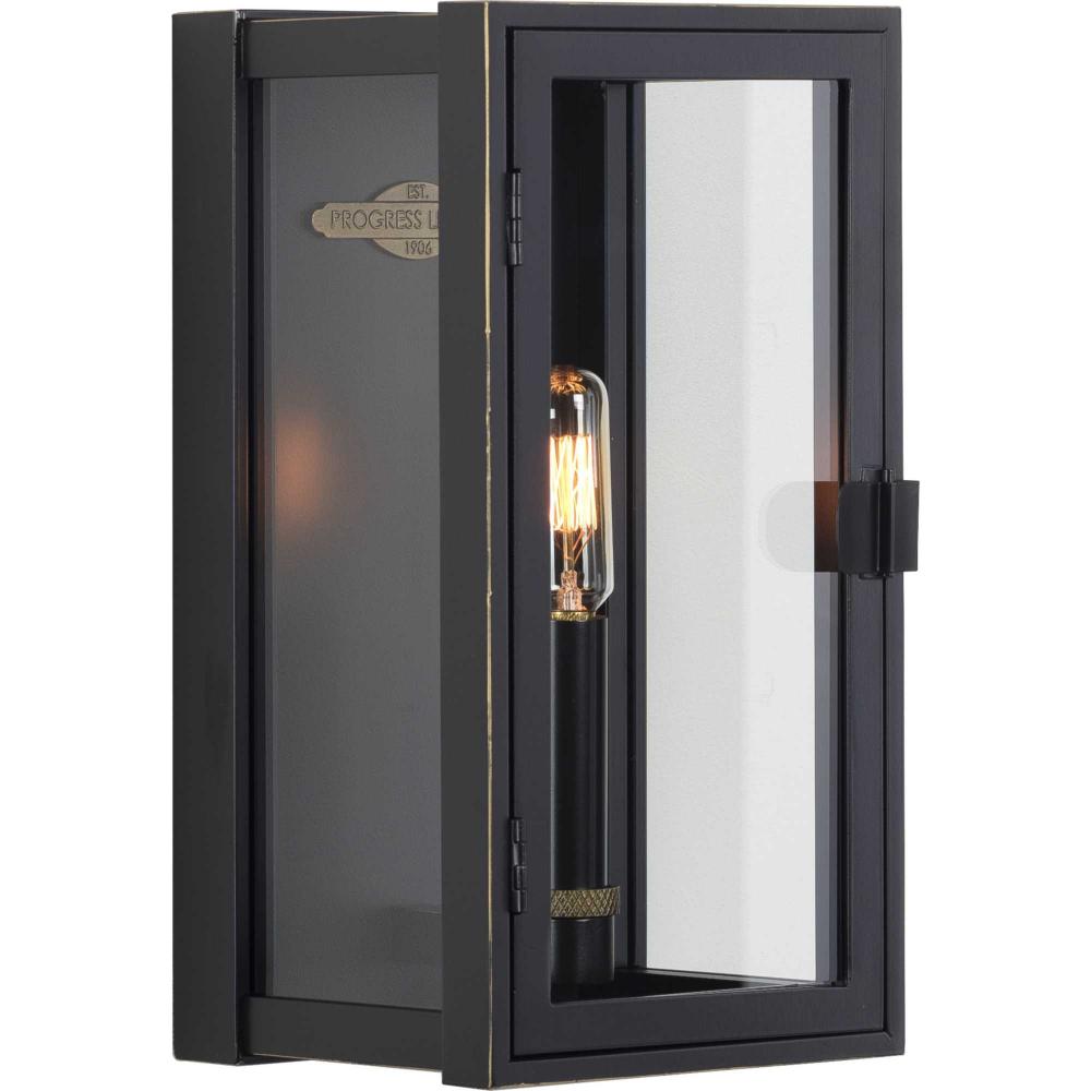 Stature Collection One-Light Oil Rubbed Bronze and Clear Glass Transitional Style Small Outdoor Wall