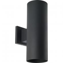 Progress P560290-031 - 5" Outdoor Up/Down Wall Cylinder Two-Light Modern Black Outdoor Wall Lantern with Top Lense