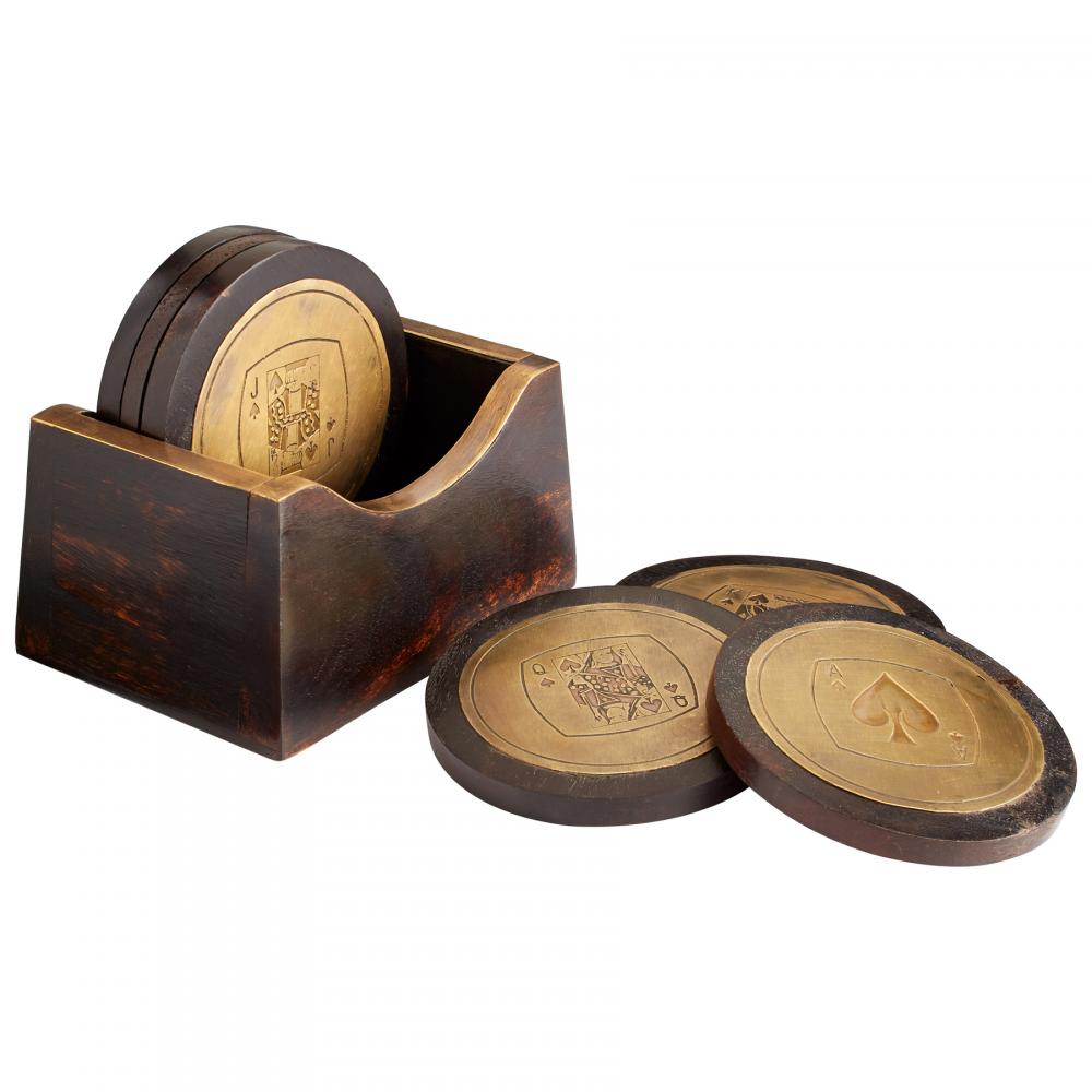 Card Carrying Coasters Black And Brass