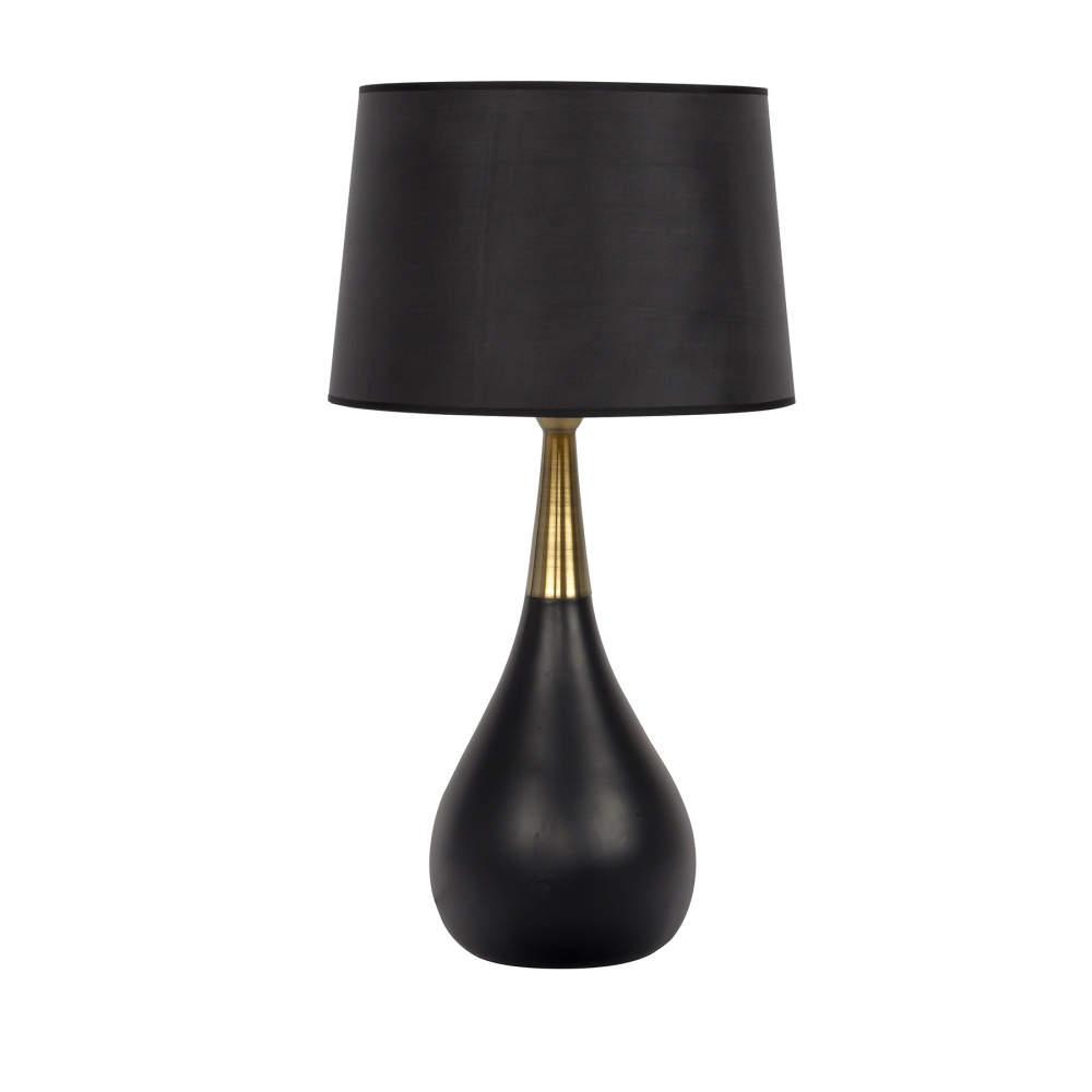 BL23BK, Black/Antique Brass Base with Black Fabric Hardback Shade