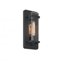 Designers Fountain D303M-7EW-BK - Pearl Street 7 in. 1-Light Black Modern Outdoor Wall Lantern with Clear Glass Shade