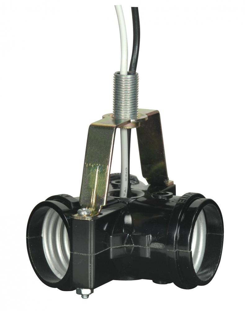 Phenolic 3-Light Cluster Socket; Top Bracket Only; 1-3/4" x 1/8 IP With 5/8" Nipple; 12"