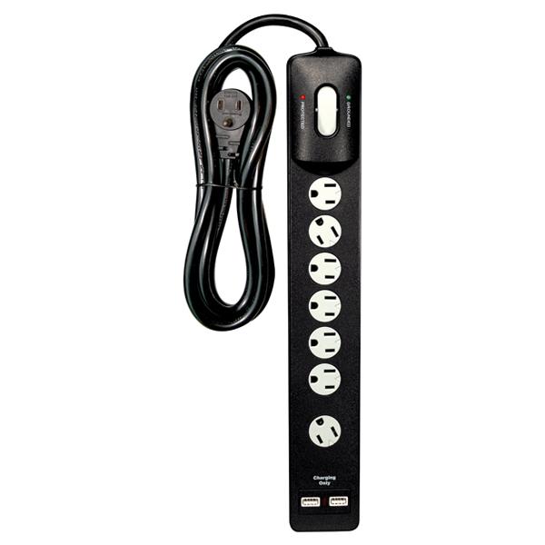 7 Outlet Surge Strip; 6 Foot 14/3 SJT With Flat Plug; 1500 Joules; 15A-120V; 1875W
