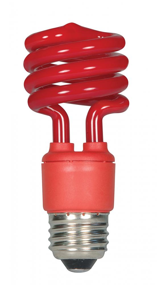 13 Watt; Mini Spiral Compact Fluorescent; Red Color; Medium base; 120 Volt