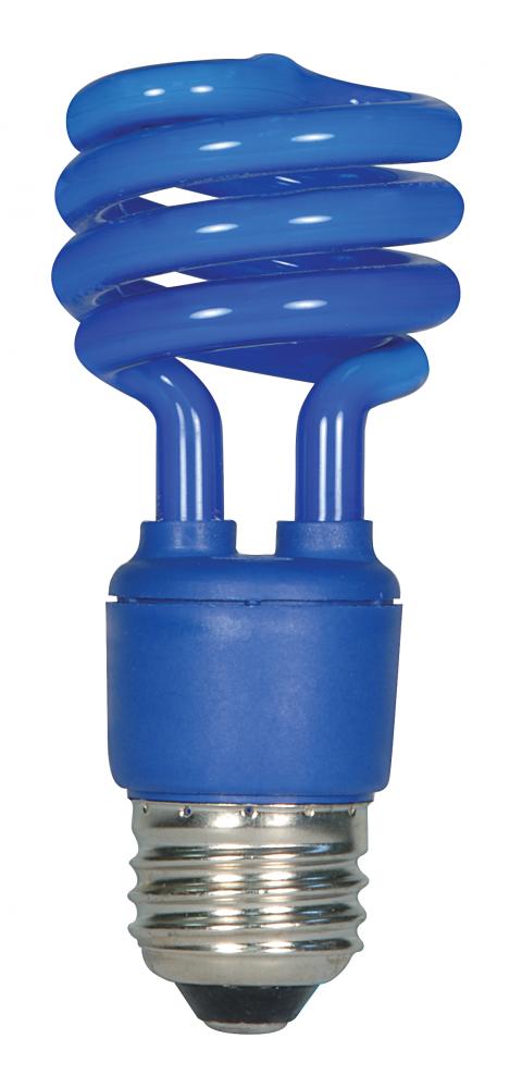 13 Watt; Mini Spiral Compact Fluorescent; Blue color; Medium base; 120 Volt