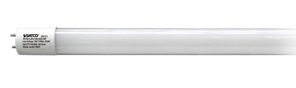 15 Watt T8 LED; Medium bi-pin base; 3500K; 50000 Average rated hours; 1800 Lumens; Type B; Ballast