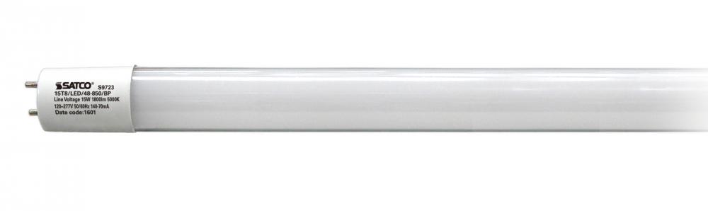 15 Watt T8 LED; Medium bi-pin base; 5000K; 50000 Average rated hours; 1800 Lumens; Type B; Ballast