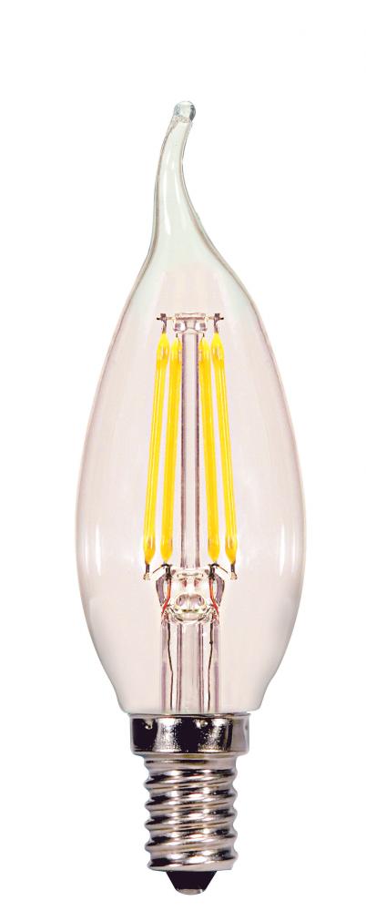 3.5 Watt CFC LED; Clear; Candelabra base; 5000K; 350 Lumens; 120 Volt