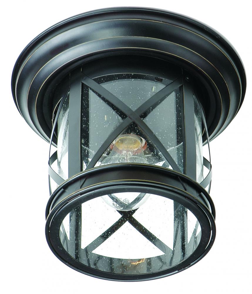 Chandler 11-In. Dia. Metal and Glass Outdoor Flush Mount Ceiling Light with Open Base