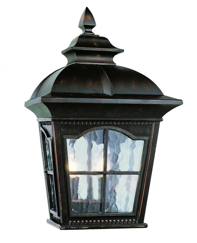 Briarwood Traditional, Water Glass and Metal, Outdoor Pocket Wall Lantern Light
