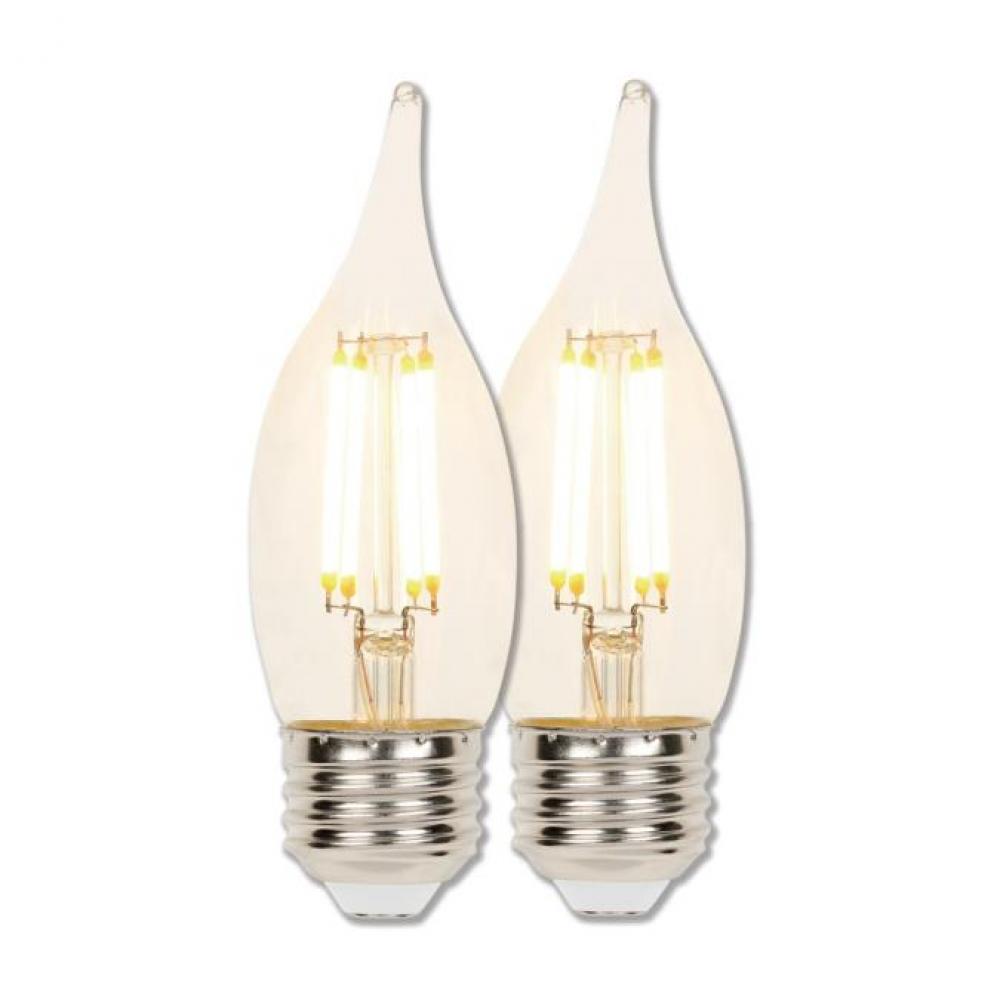 4W CA11 Filament LED Dimmable Clear 2700K E26 (Medium) Base, 120 Volt, Card, 2-Pack