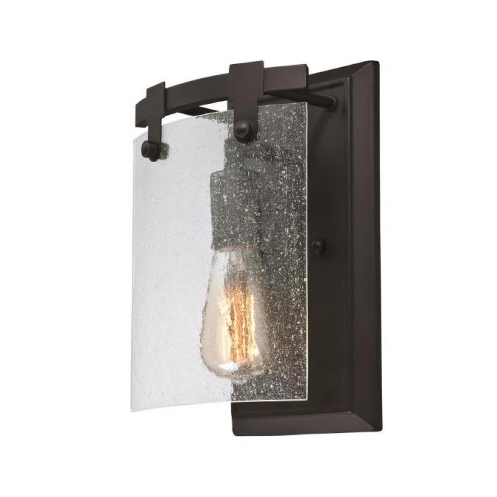 1 Light Wall Fixture Oil Rubbed Bronze Finish Clear Seeded Glass