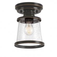 Westinghouse 6113000 - 7 in. 1 Light Semi-Flush Amber Bronze Finish Clear Seeded Glass