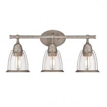 Westinghouse 6350800 - 3 Light Wall Fixture Weathered Steel Finish Clear Seeded Glass