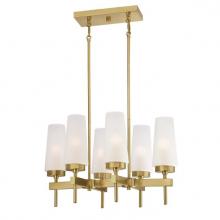 Westinghouse 6352700 - 6 Light Chandelier Champagne Brass Finish Frosted Glass