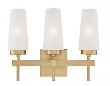 Westinghouse 6352800 - 3 Light Wall Fixture Champagne Brass Finish Frosted Glass