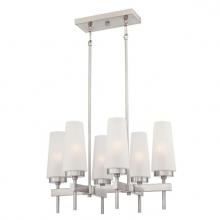 Westinghouse 6353100 - 6 Light Chandelier Brushed Nickel Finish Frosted Glass