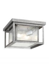 Generation Lighting 78027-57 - Hunnington contemporary 2-light outdoor exterior ceiling flush mount in weathered pewter grey finish