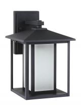 Generation Lighting 8903197S-12 - Hunnington contemporary 1-light outdoor exterior large led outdoor wall lantern in black finish with
