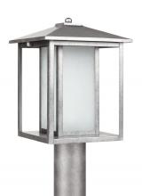 Generation Lighting 89129-57 - Hunnington contemporary 1-light outdoor exterior post lantern in weathered pewter grey finish with e