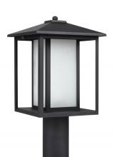 Generation Lighting 89129EN3-12 - Hunnington contemporary 1-light LED outdoor exterior post lantern in black finish with etched seeded