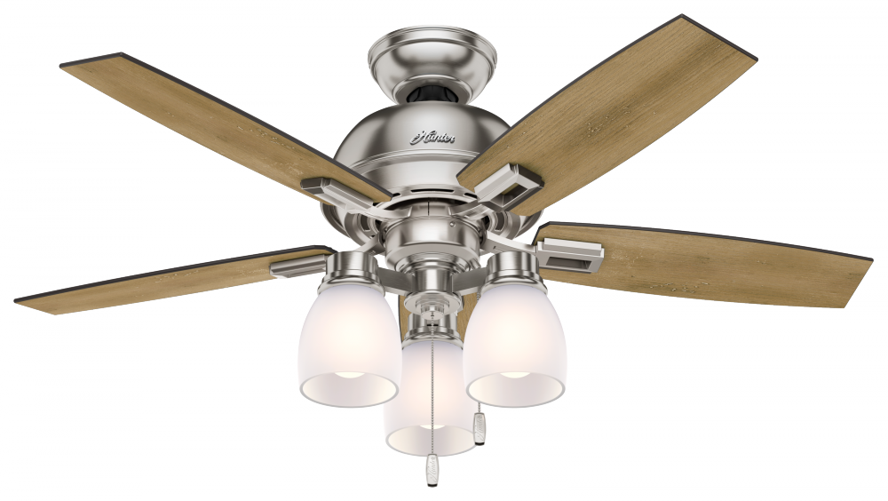 Hunter 44 inch Donegan Brushed Nickel Ceiling Fan with LED Light Kit and Pull Chain