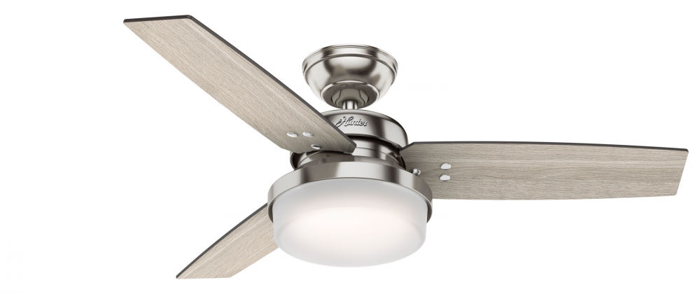 Hunter 44 inch Sentinel Brushed Nickel Ceiling Fan with LED Light Kit and Handheld Remote