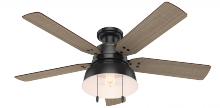 Hunter 59310 - Hunter 52 inch Mill Valley Matte Black Low Profile Damp Rated Ceiling Fan with LED Light Kit and Pul