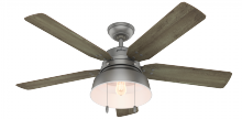 Hunter 59308 - Hunter 52 inch Mill Valley Matte Silver Damp Rated Ceiling Fan with LED Light Kit and Pull Chain