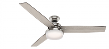 Hunter 59459 - Hunter 60 inch Sentinel Brushed Nickel Ceiling Fan with LED Light Kit and Handheld Remote