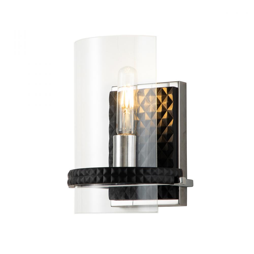 Mazant 1 Light Wall Sconce in Black and Chrome