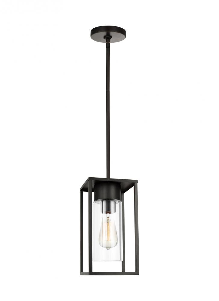 Vado transitional 1-light LED outdoor exterior ceiling hanging pendant lantern in antique bronze fin