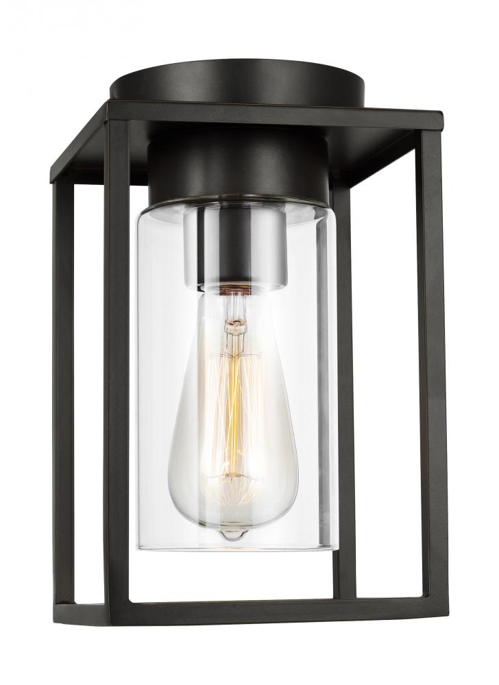 Vado modern 1-light outdoor ceiling flush mount in antique bronze finish with clear glass panels