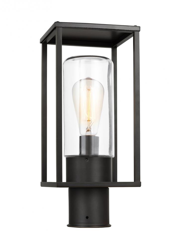Vado transitional 1-light LED outdoor exterior post lantern in antique bronze finish with clear glas