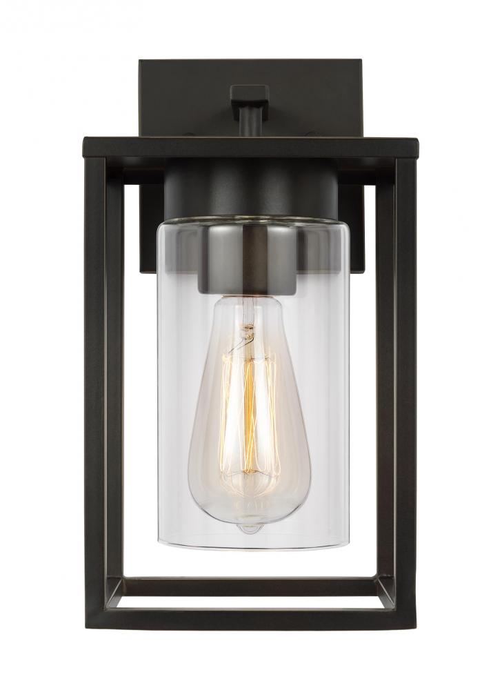 Vado transitional 1-light LED outdoor exterior small wall lantern sconce in antique bronze finish wi