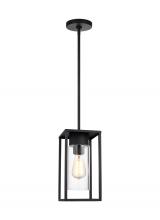 Visual Comfort & Co. Studio Collection 6231101-12 - Vado modern 1-light outdoor pendant lantern in black finish with clear glass shade
