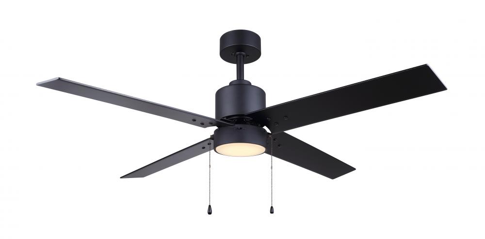 TATE 52 in. Indoor Matte Black Standard Ceiling Fan with Soft White Integrated LED