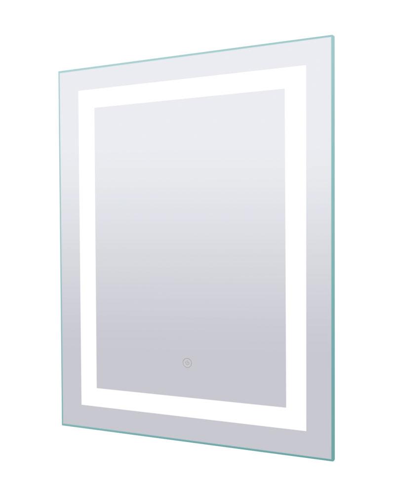 LED Sq. Mirror, 23.6inch W x 31.5inch H, On off Touch Button, 43W, 3000K, 80 CRI