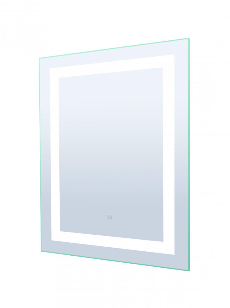LED Sq. Mirror, 23.6" W x 31.5" H, On off Touch Button, 43W, 3000K, 80 CRI