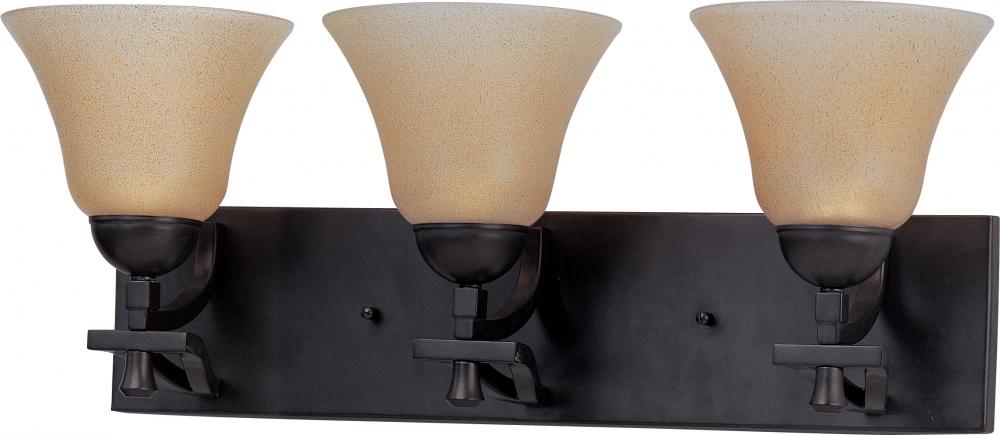 3-Light Vanity Fixture in Mountain Lodge Finish with Toasted Honey Glass
