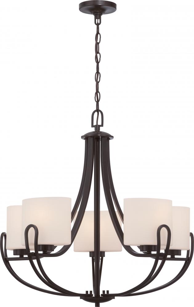 5-Light Chandelier in Georgetown Bronze Finish with Etched Opal Glass