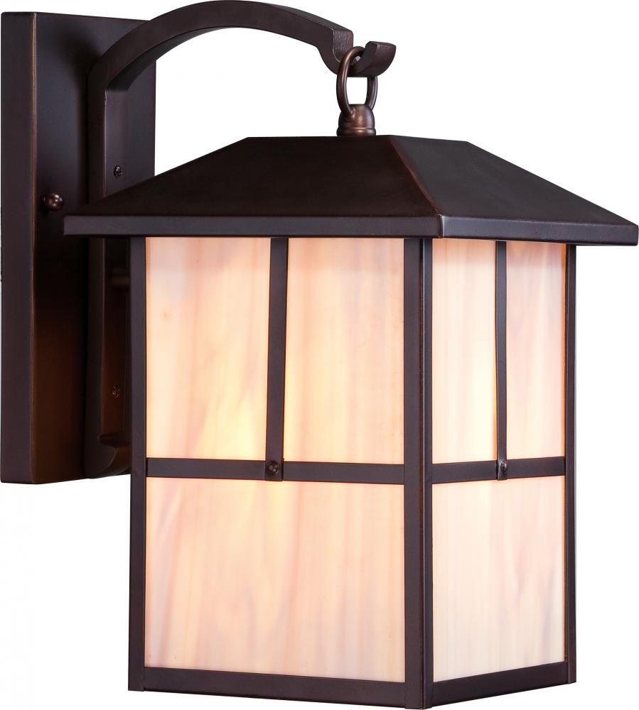 Tanner - 1 Light - 8" Wall Lantern with Honey Stained Glass - Claret Bronze Finish